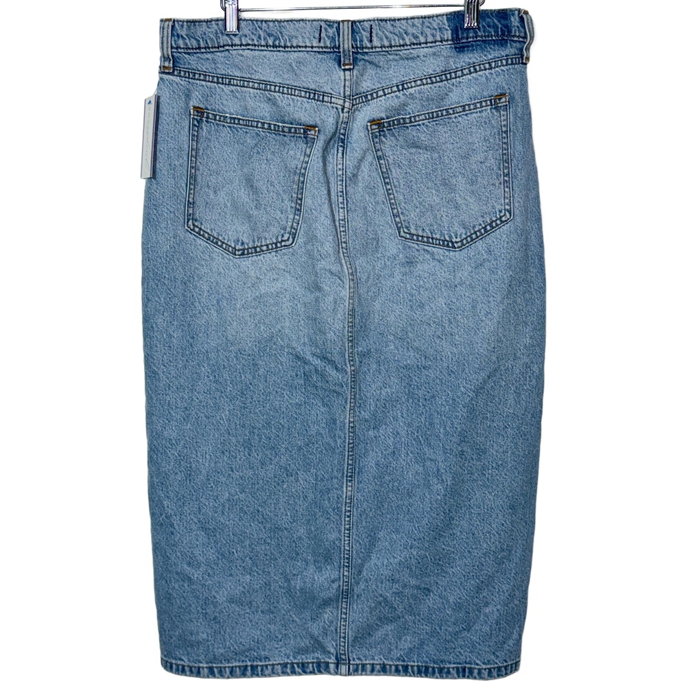 NEW Abercrombie & Fitch High Rise Blue Denim Slit Midi Skirt Womens Size 32 14 - Picture 3 of 8